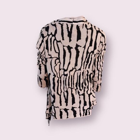Variations Zebra Print Wrap Cardigan Black White Flowy - Picture 3 of 5